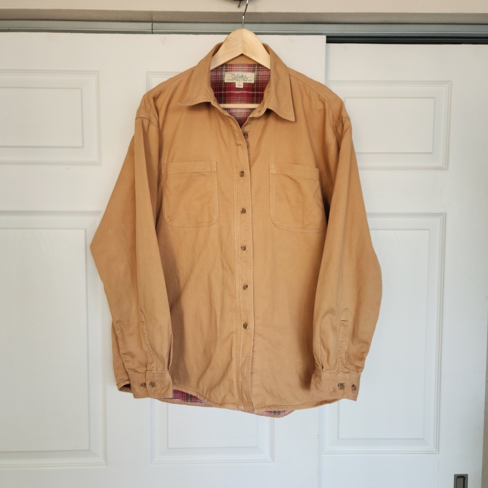 Cabela's Mens Tan Jacket Shacket Flannel‎ Lined - Large